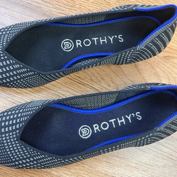 Rothy's The Point Limited Edition Flats in Glen Plaid Size 7.5 Grey Pointed Toe - Picture 2 of 8